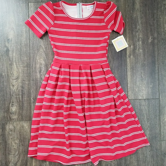 red and white horizontal striped dress
